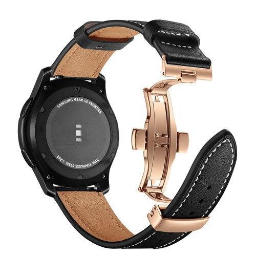 Leather Galaxy watch 46mm strap For Samsung Gear S3 Frontier 22mm watch band butterfly amazfit gtr 47mm huawei watch gt strap