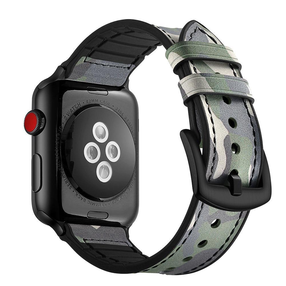 Silicone Leather strap For Apple watch band apple watch 4 3 44mm 40mm  iwatch band series 4/3/2/1 42mm 38MM camouflage bracelet