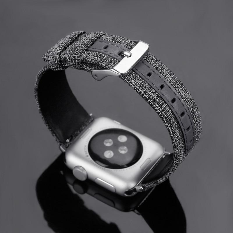 Canvas Leather strap For Apple watch band apple watch 5 4 3  44mm 40mm 42mm 38mm Iwatch series 5 4 3 correa bracelet watchband