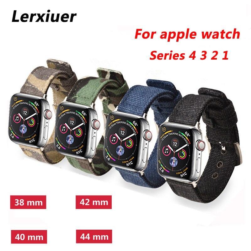 Sport Nylon strap for apple watch 4 band 44mm 40mm correa iwatch series 3 2 1 42mm 38mm Camouflage canvas wrist bracelet belt