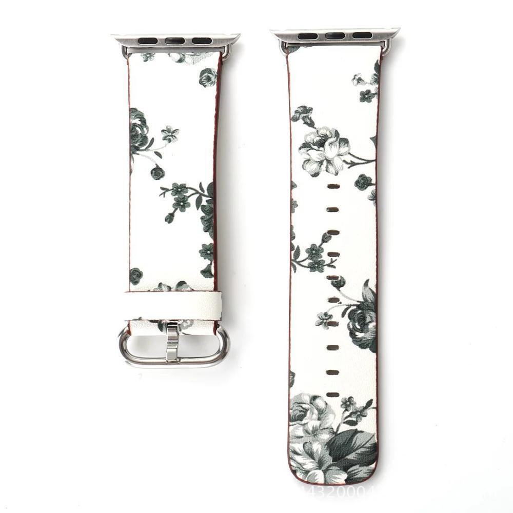 Floral Printed Leather strap For Apple Watch band apple watch 5 4 3 band 42mm/38mm 44mm/40mm correa iwatch band Bracelet watchband