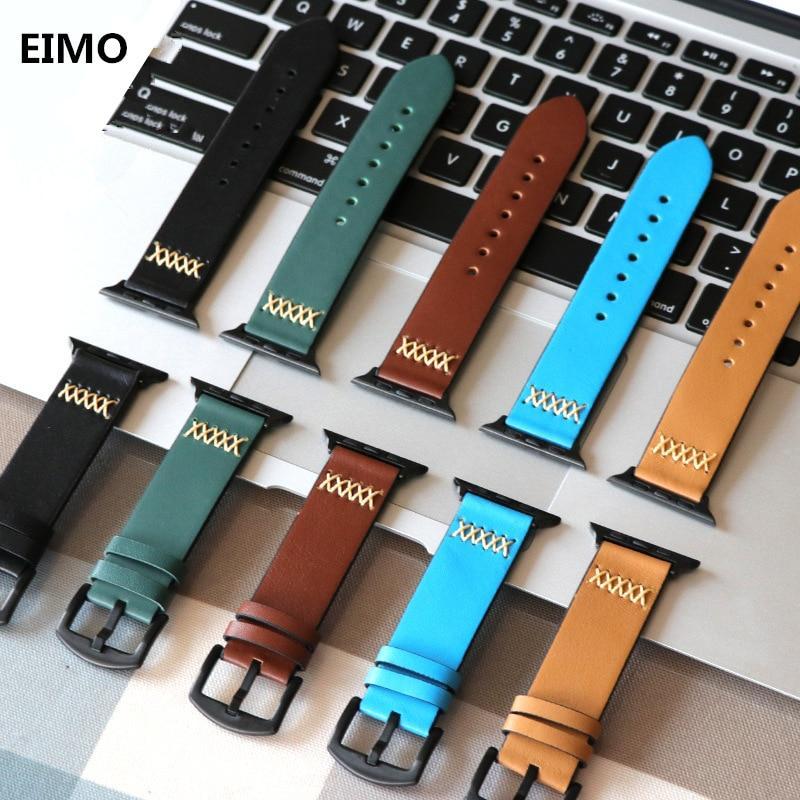 Leather Crazy Horse strap For Apple watch 4 band 44mm 40mm Iwatch series 4 3 2 1 42mm/38mm wrist watchband bracelet belt