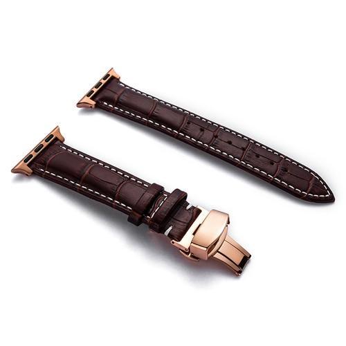 Leather strap For Apple watch band 4 44mm 40mm Butterfly buckle bands Iwatch series 3 2 1 42mm 38mm bracelet wrist belt