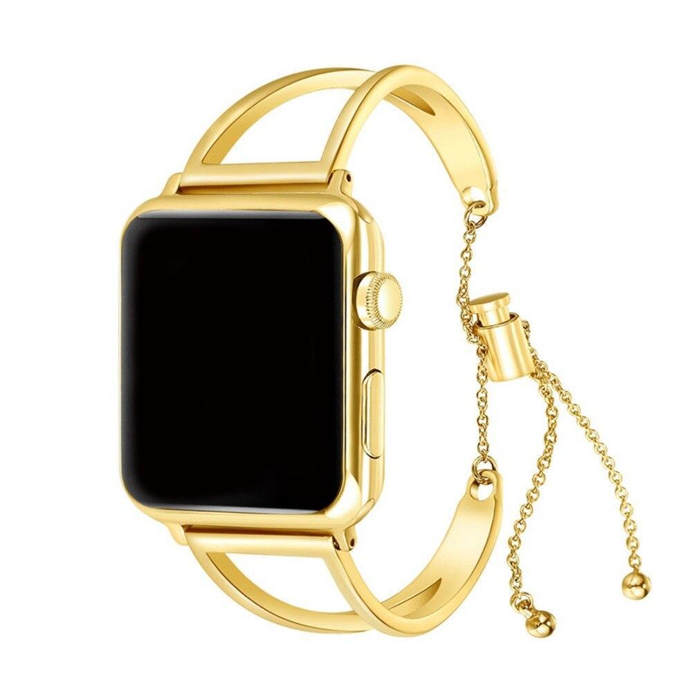 CRETED Strap For Apple Watch band iWatch 4 3 2 42mm/38mm/44mm/40mm correa stainless steel cuff strap girl fashion design chain