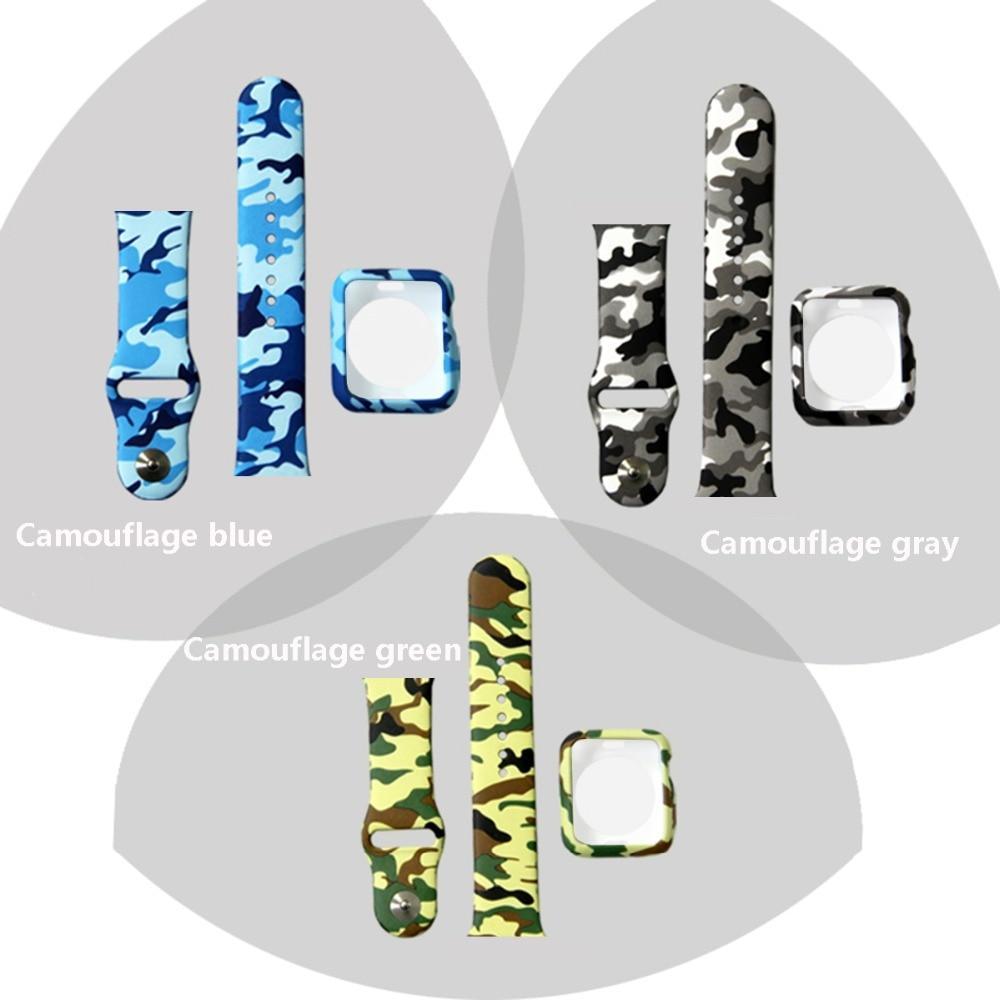 Sport Strap For Apple Watch band 42mm 38mm Silicone iwatch series 3 2 1 Camouflage pattern wristband bracelet belt Case