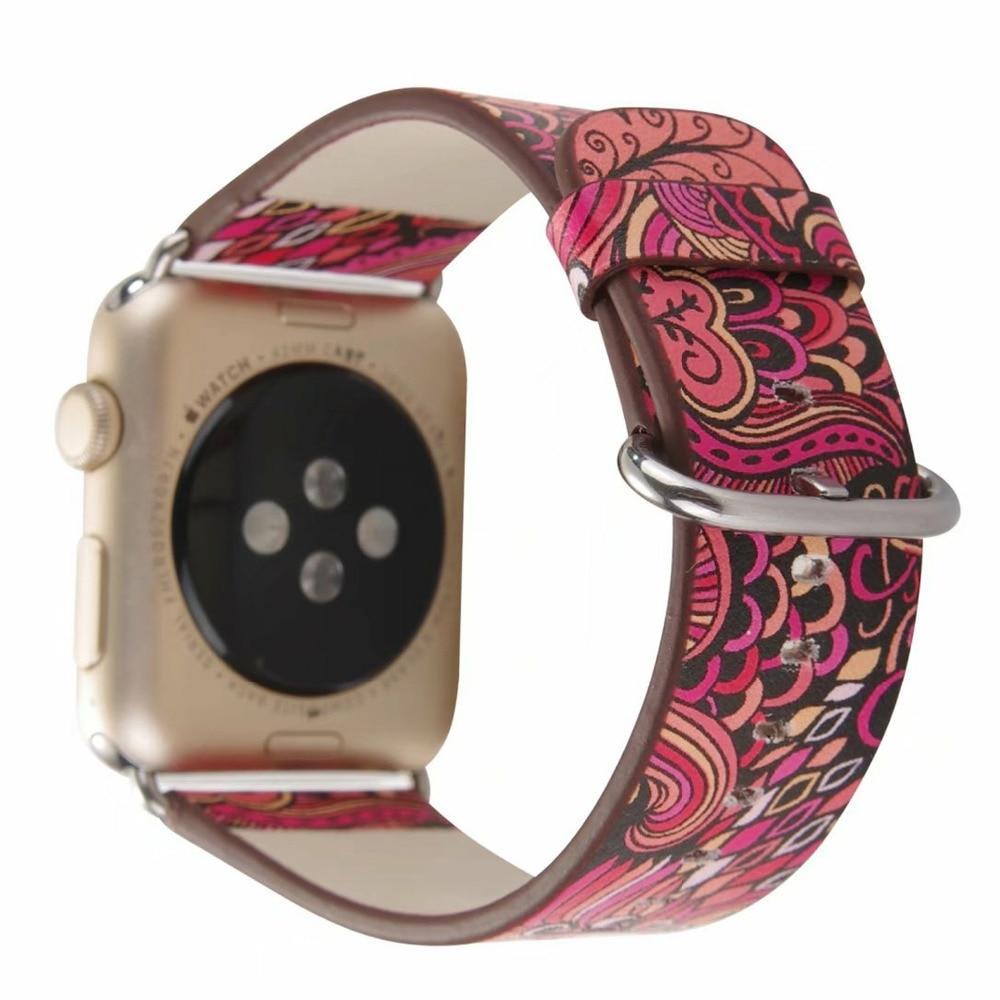 Leather Strap For apple watch band apple watch 4 3 5 band 44mm 40mm flower print correa iwatch 42mm/38mm wrist Bracelet belt