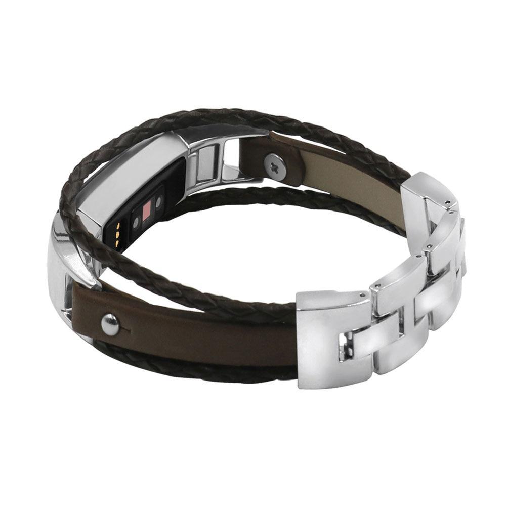 Suitable for Fitbit Alta HR Watch band smart bracelet replacement wristband suede leather woven double loop leather strap
