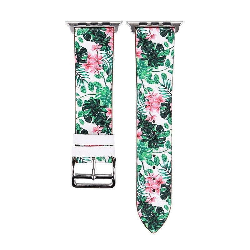 Leather Strap For Apple watch band 42mm 38mm iwatch series 3 2 1 Floral pattern Design Bracelet Wrist belt watchband