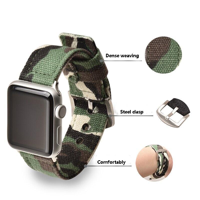 Sport Nylon strap for apple watch 4 band 44mm 40mm correa iwatch series 3 2 1 42mm 38mm Camouflage canvas wrist bracelet belt