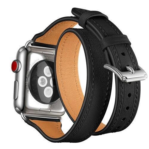 Genuine Leather strap For Apple watch 4 band 44mm 40mm correa iWatch Series 3 2 1 42mm Double Tour Wrist Bracelet belt