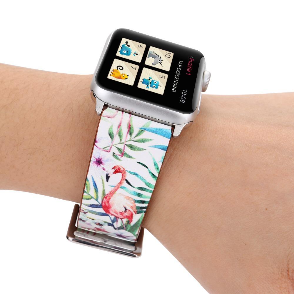 Leather Strap For Apple watch band 42mm 38mm iwatch series 3 2 1 Floral pattern Design Bracelet Wrist belt watchband