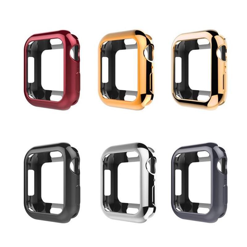 Case Cover For Apple Watch band apple watch 5 4 3 44mm 40mm Iwatch series 4 5 silicone case rubber TPU Soft Protect frame shell