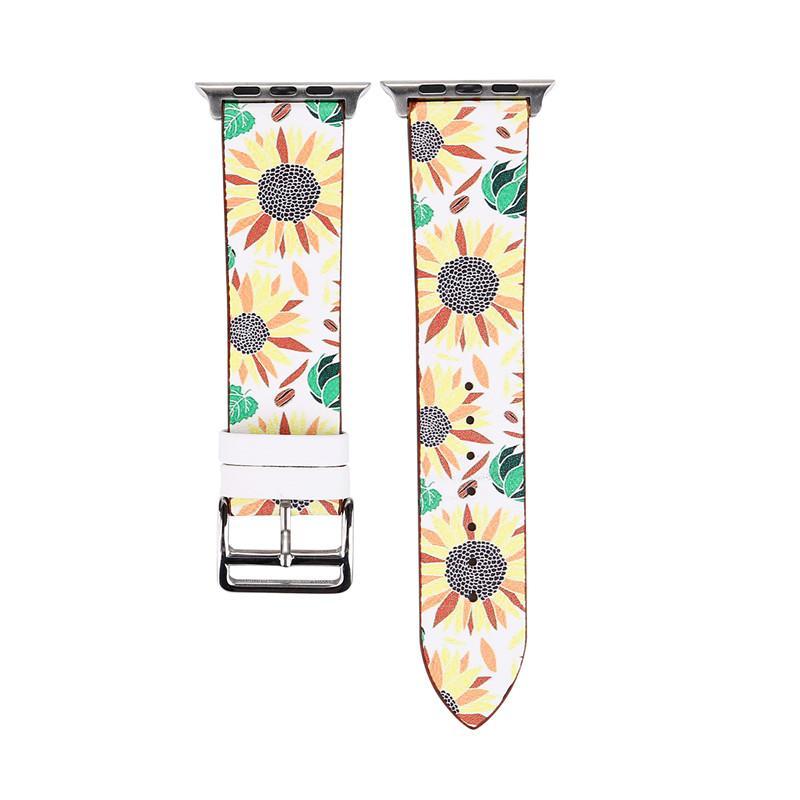 Leather Strap For Apple watch band 42mm 38mm iwatch series 3 2 1 Floral pattern Design Bracelet Wrist belt watchband