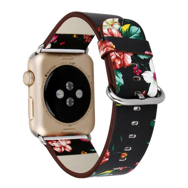 Floral Printed Leather strap For Apple Watch band apple watch 5 4 3 band 42mm/38mm 44mm/40mm correa iwatch band Bracelet watchband