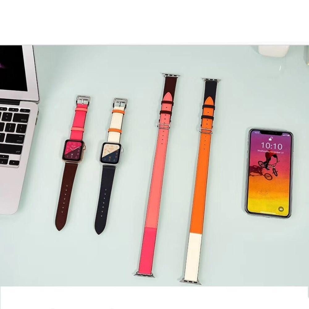 Double tour Leather strap For apple watch band apple watch 5 4 3 band 40mm 44mm correa iwatch 5 42mm 38mm watchband belt