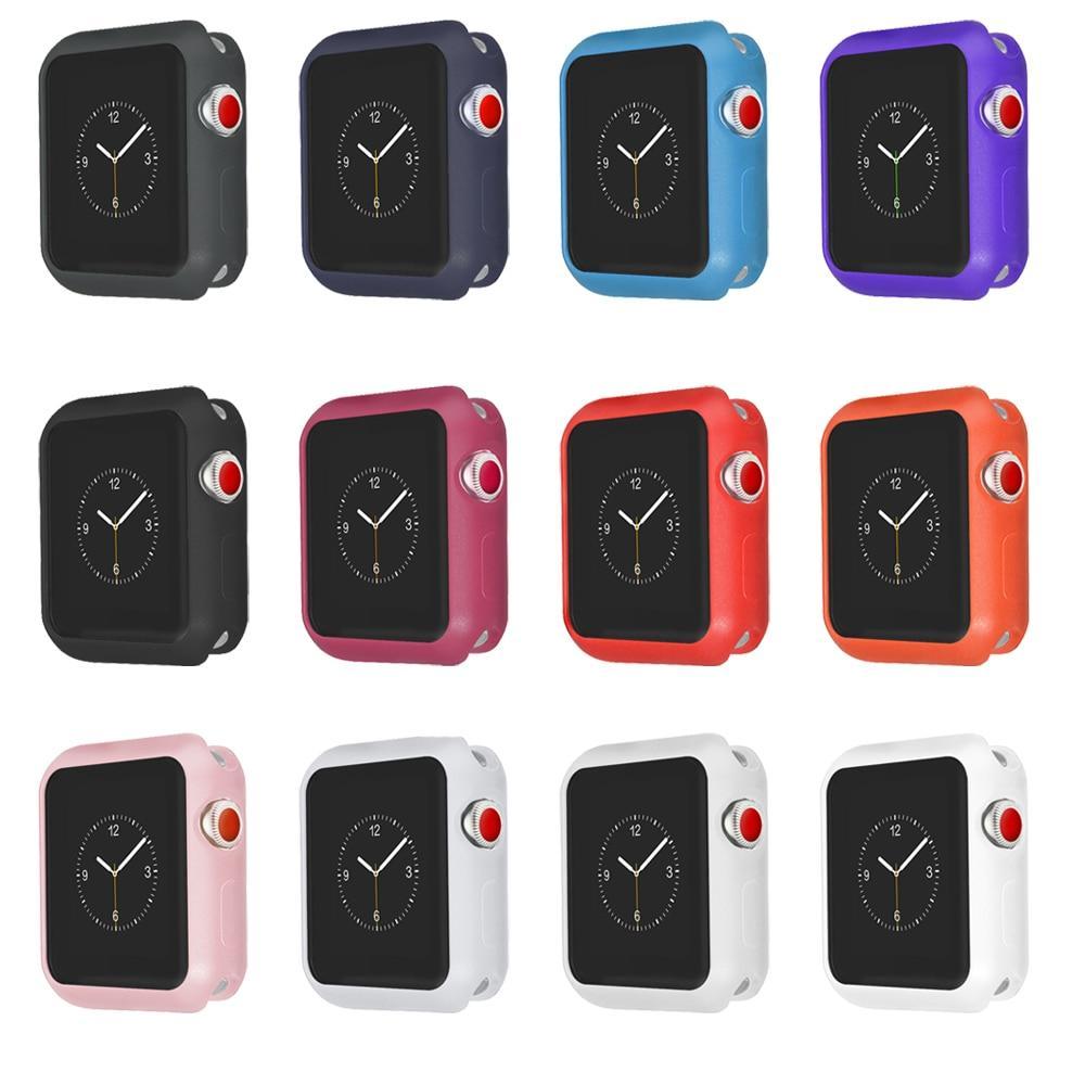 Silicone Cover Case For Apple Watch band apple watch 5 4 3 44mm 40mm iWatch case 42mm/38mm Soft protective Frame Full Protection