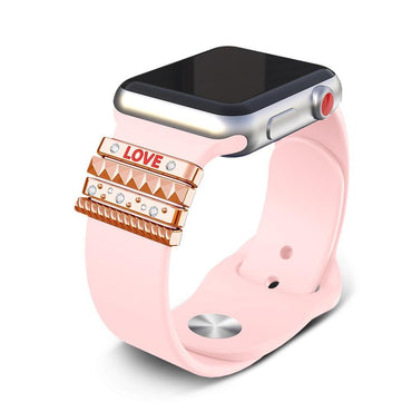 Decorative Ring Ornament For Apple Watch Band apple watch 4 3  5 band 44mm 40mm 42mm 38mm iwatch  Stainless Steel "LOVE" Gift