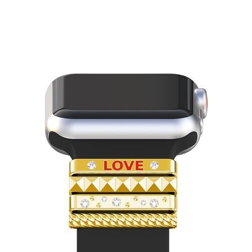 Decorative Ring Ornament For Apple Watch Band apple watch 4 3  5 band 44mm 40mm 42mm 38mm iwatch  Stainless Steel "LOVE" Gift