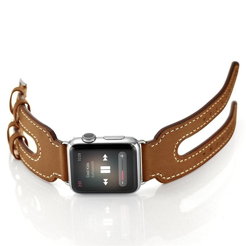 Leather strap For apple Watch band apple watch 5 4 3 band 44mm/40mm iwatch 5 4 42mm/38mm double buckle correa bracelet watchband
