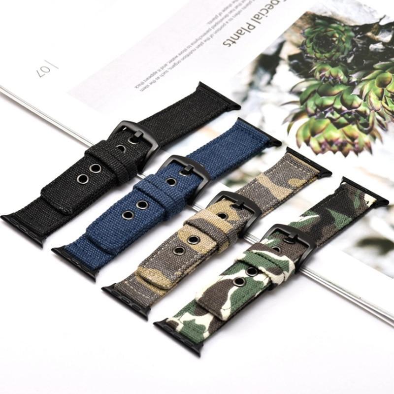 Sport Nato strap for apple watch 4 band 44mm 40mm correa iwatch band 3 2 1 42mm 38mm Camouflage canvas nylon wrist bracelet belt