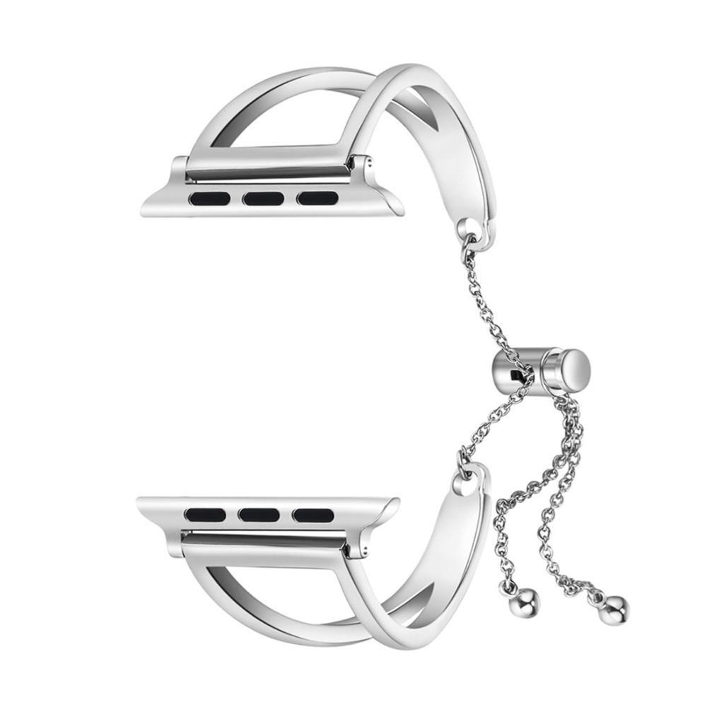 CRETED Strap For Apple Watch band iWatch 4 3 2 42mm/38mm/44mm/40mm correa stainless steel cuff strap girl fashion design chain