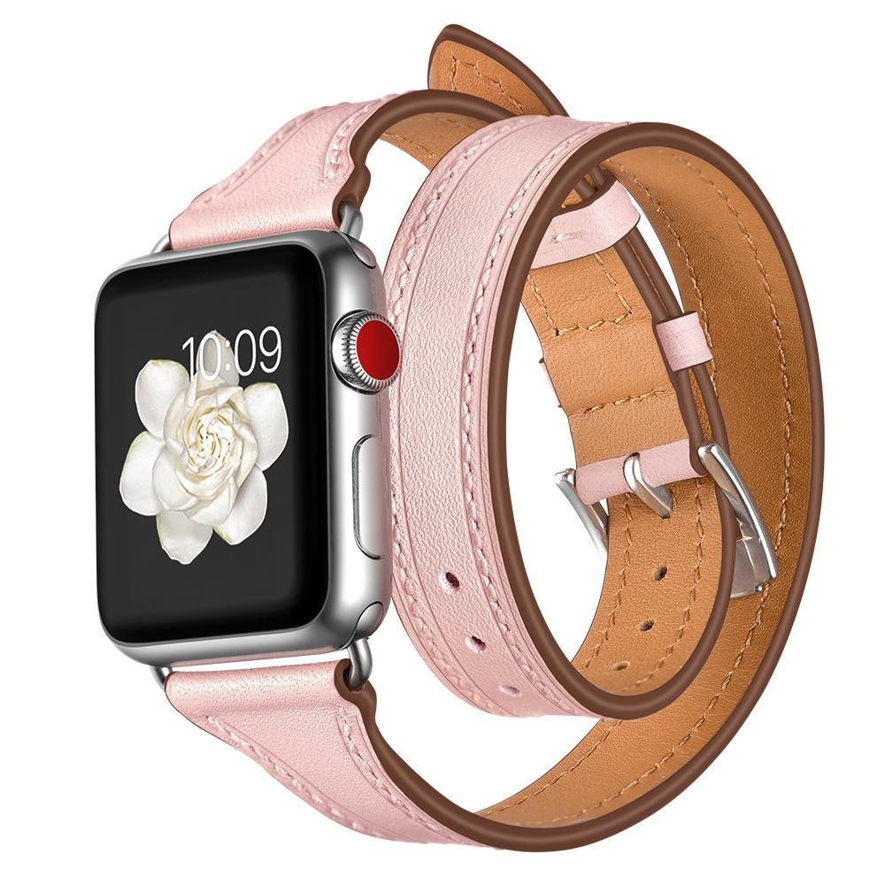 Genuine Leather strap For Apple watch 4 band 44mm 40mm correa iWatch Series 3 2 1 42mm Double Tour Wrist Bracelet belt