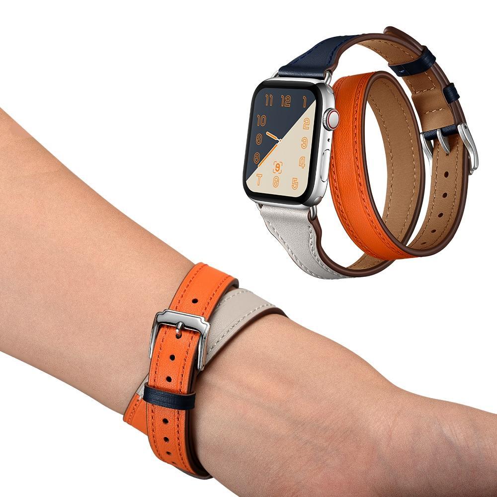 Genuine Leather Strap For Apple Watch 4 Band 42mm 44mm Iwatch band 38mm 40mm Double Tour Wrist Bracelet belt series 2 1