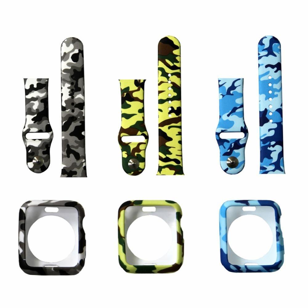 Sport Strap For Apple Watch band 42mm 38mm Silicone iwatch series 3 2 1 Camouflage pattern wristband bracelet belt Case