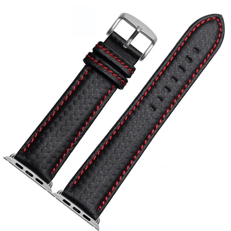 Luxury Strap for Apple watch band 44 mm 40mm iWatch band 42mm 38mm Carbon fiber+Leather watchband bracelet Apple watch 4 3 2 1