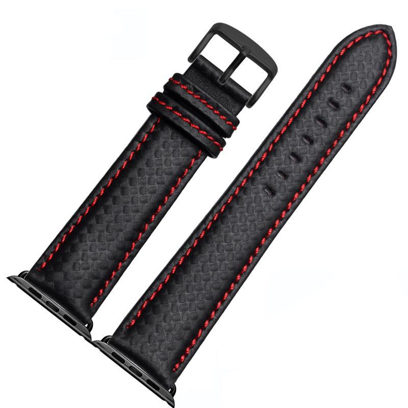 Luxury Strap for Apple watch band 44 mm 40mm iWatch band 42mm 38mm Carbon fiber+Leather watchband bracelet Apple watch 4 3 2 1