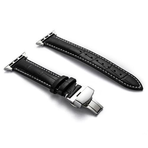 Leather strap For Apple watch band 4 44mm 40mm Butterfly buckle bands Iwatch series 3 2 1 42mm 38mm bracelet wrist belt