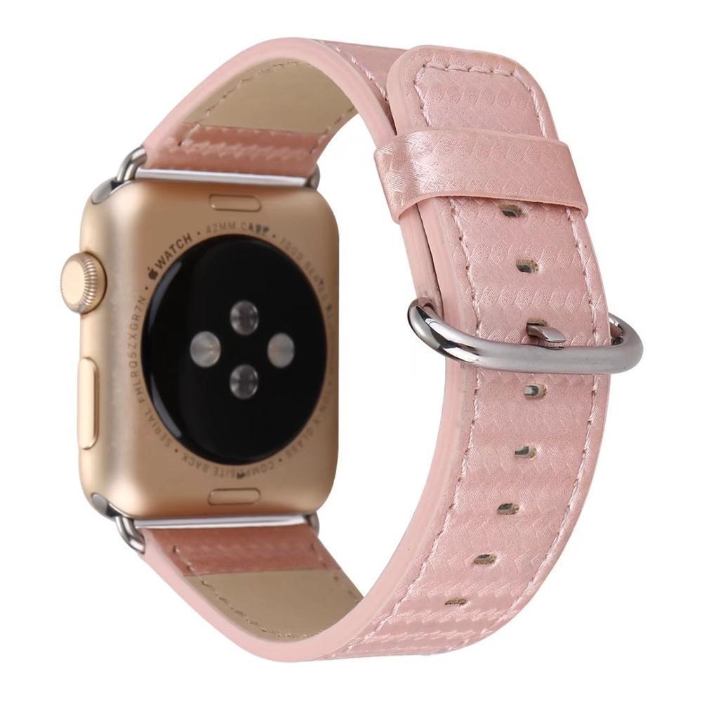 For Apple watch band 42mm 38mm leather strap iwtch series 3 2 1 carbon fiber wrist bands bracelet watchband belt