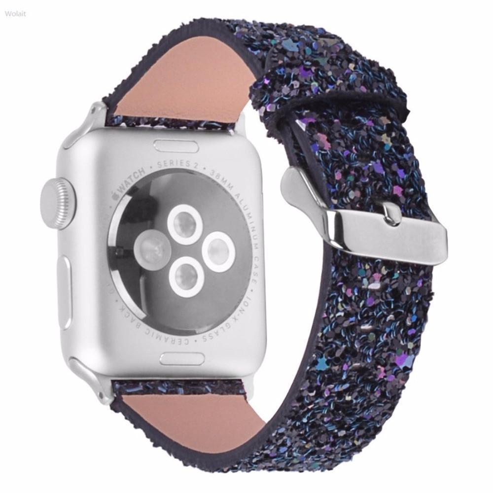 Leather Strap for Apple Watch Band apple watch 5 4 3 44mm/40mm 42mm 38mm iWatch 5/4/3/2/1 band bracelet bling watchband belt