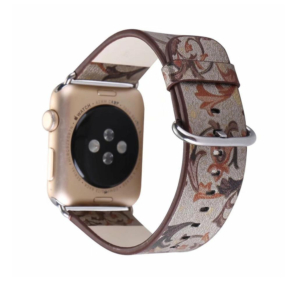 leather strap For Apple Watch band 42mm 38mm iwatch series 3 2 1 Vintage Flower Print wrist bands bracelet straps belt