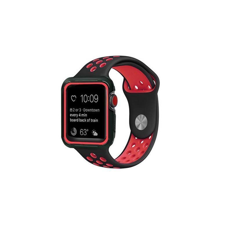 silicone Sport band & Case For Apple Watch 42mm 38mm strap iwatch nike 3/2/1 wristband Bracelet Protective cover belt