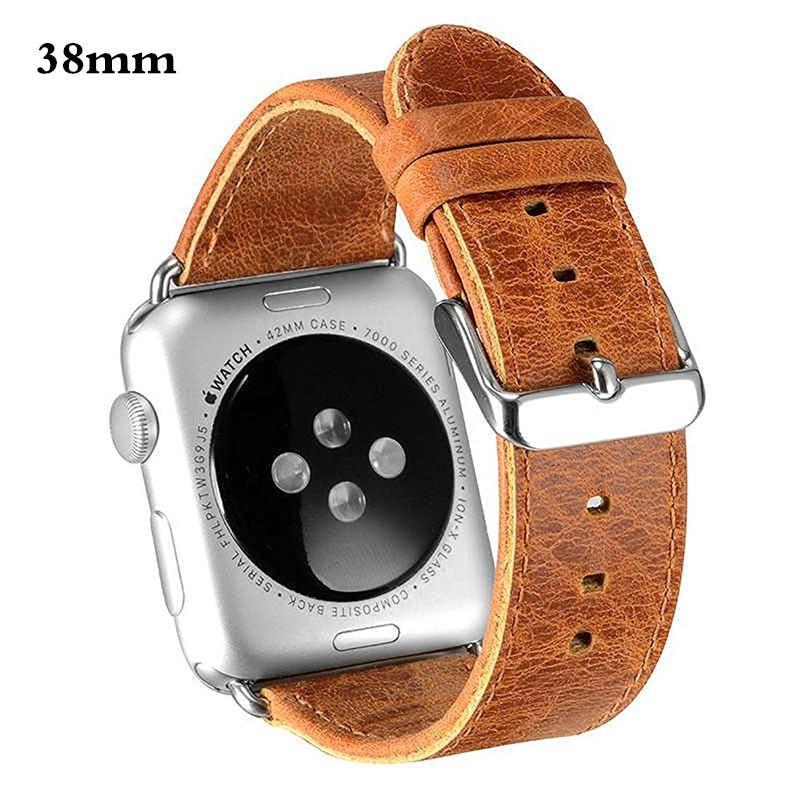 genuine leather strap For Apple Watch band apple watch 5 4 3 44mm/40mm 42mm 38mm crazy horse classic metal clasp watchband belt