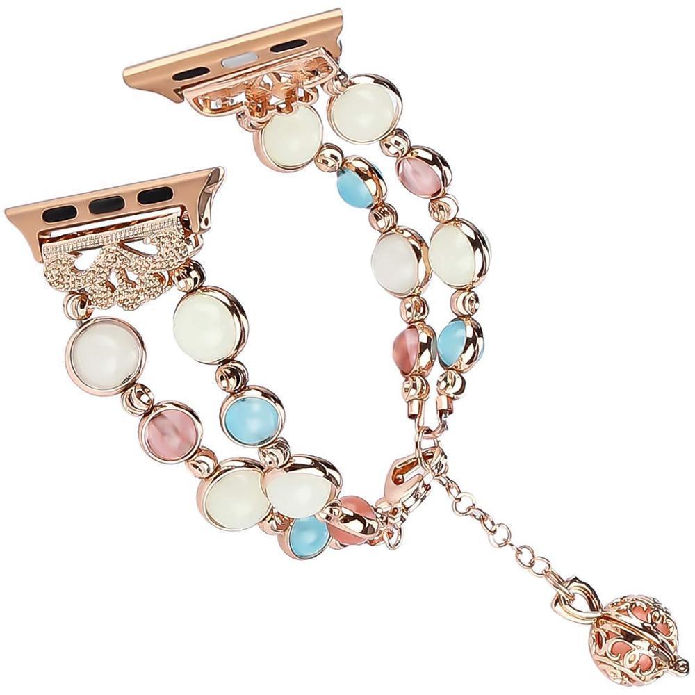 Luminous agate strap For Apple watch band apple watch 5 4 3 band 40mm 44mm iwatch band 5 4 3 38mm 42mm Woman pearl bracelet belt