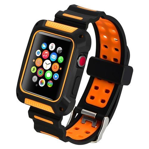 silicone Sport strap For Apple watch band 42mm 38mm iwatch 3/2/1 waterproof protective cover wrist watchband belt & case