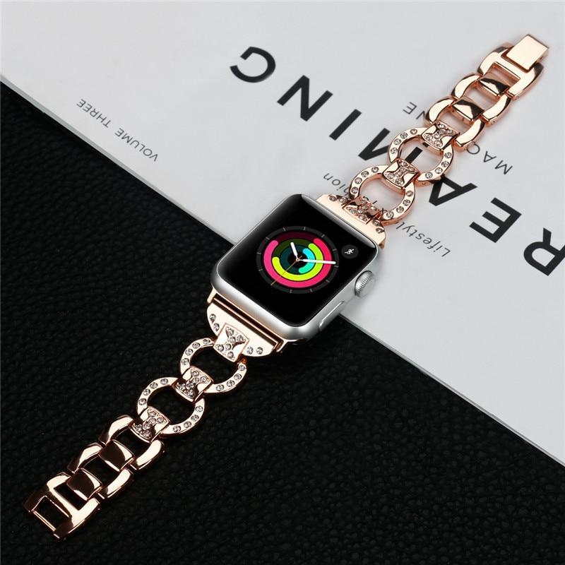 Diamond Strap For Apple Watch band apple watch 4 3 band 44MM 40MM/42mm 38mm iwatch series 4/3/2/1 Stainless Steel Bracelet belt