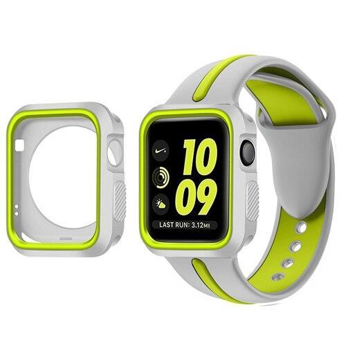 Silicone sport strap For Apple watch band case 42mm 38mm iwatch series 3 2 1 wrist bands bracelet belt Protective cover