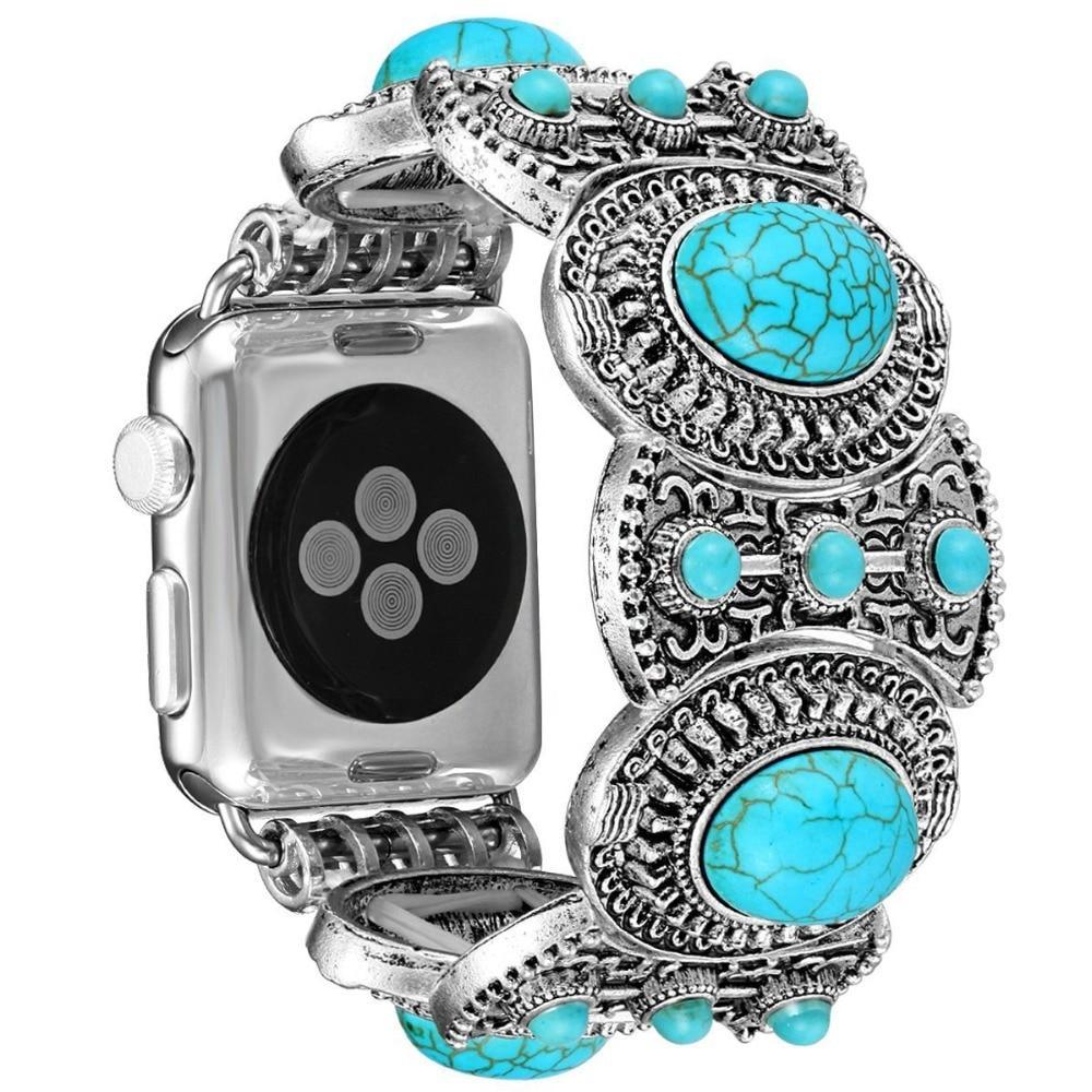 Jewelry Strap For Apple Watch 4 band 44mm 40mm iwatch series 3/2/1 42mm/38mm diamond Turquoise Wrist bracelet belt