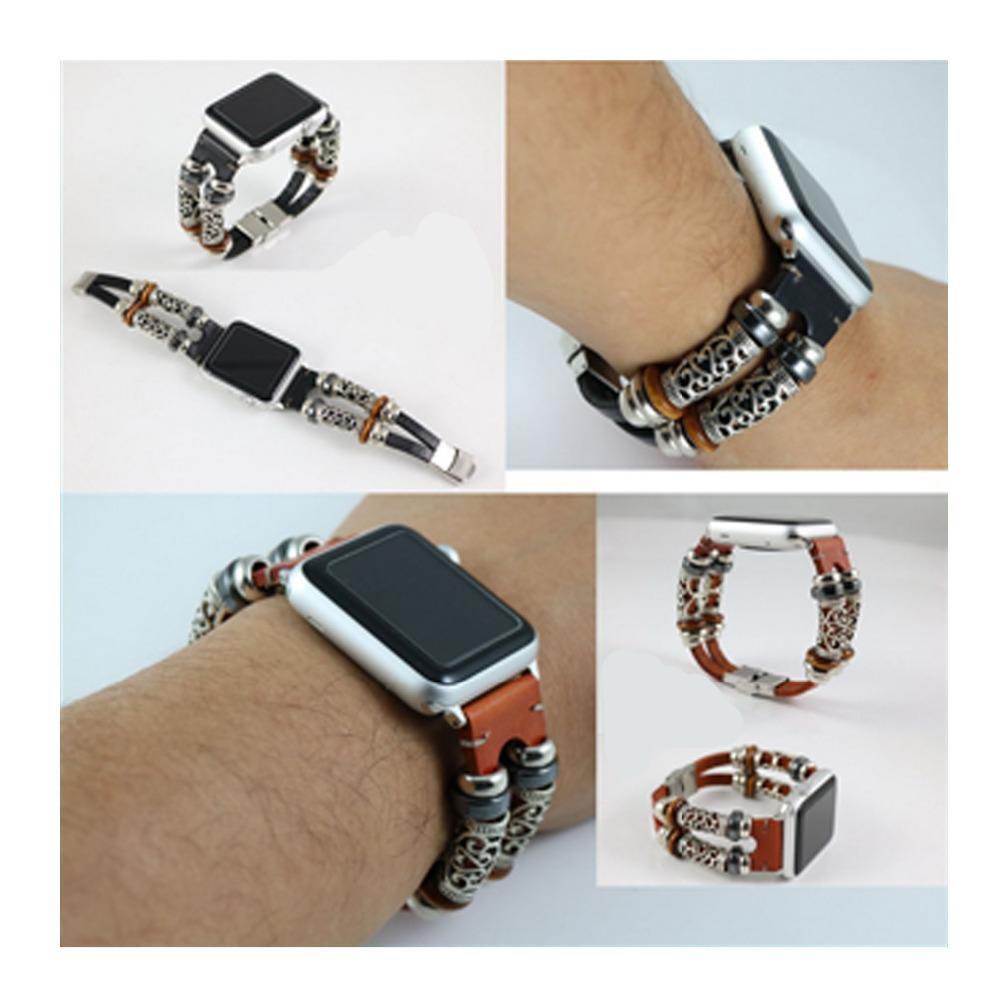 Genuine Leather Strap For Apple Watch 4 band 44mm 40mm iwatch 3/2/1 38mm/42mm Handmade double tour wrist Bracelet belt