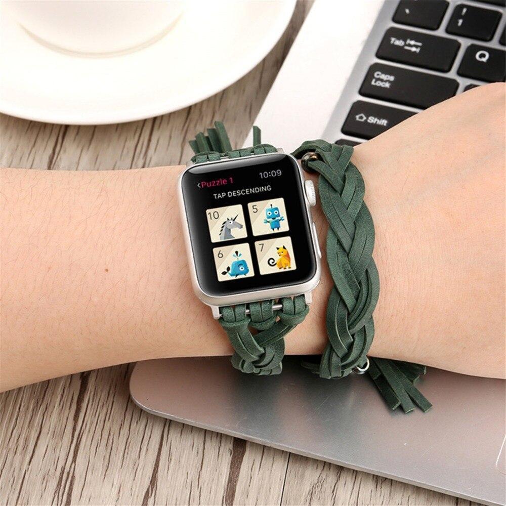 Genuine Leather strap For Apple watch band 42mm 38mm 44mm/40mm iwatch band Double Wrap Bracelet apple watch 4 3 watchband belt