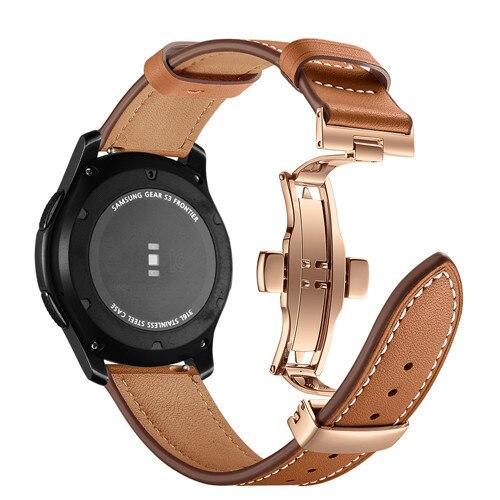 Leather Galaxy watch 46mm strap For Samsung Gear S3 Frontier 22mm watch band butterfly amazfit gtr 47mm huawei watch gt strap