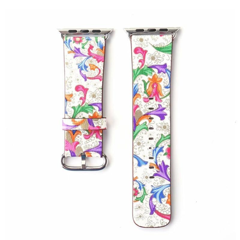 leather strap For Apple Watch band 42mm 38mm iwatch series 3 2 1 Vintage Flower Print wrist bands bracelet straps belt