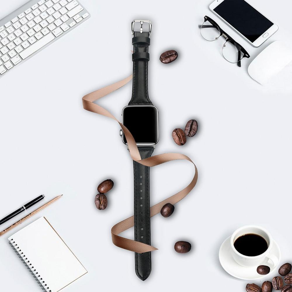 2018 Leather Strap For Apple watch band 42mm/38mm wrist band Iwatch series 3/2/1 bracelet belt stainless steel adapter
