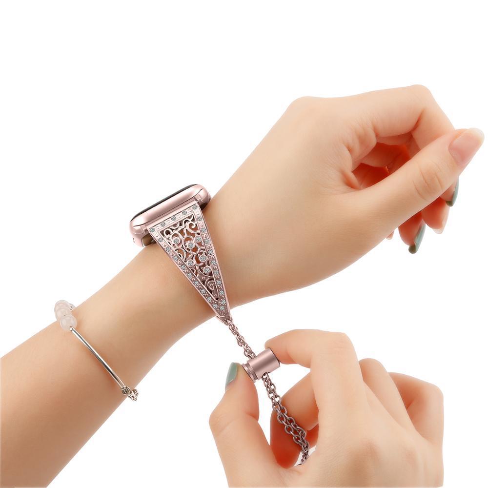 Diamond Bracelet For Apple watch band strap Apple watch 4 band 40mm 44mm iwatch band 38mm 42mm stainless Steel watchband 3 2 1