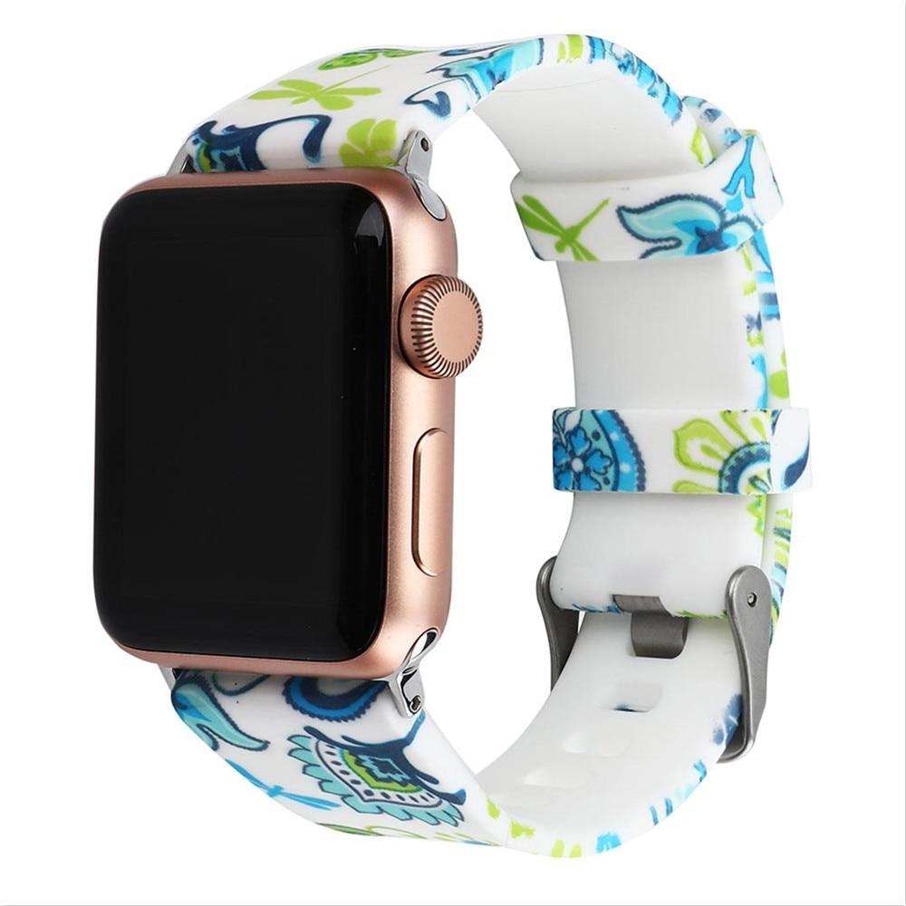Floral Flower Sport strap For Apple Watch band apple watch 5 4 3 band 44mm 40mm Iwatch band 38mm 42mm bracelet watchband belt
