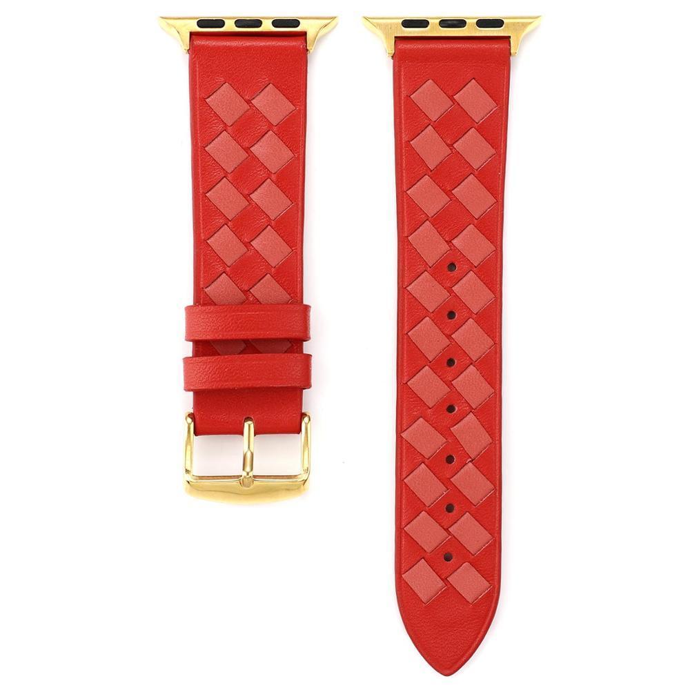 Genuine Leather Woven Strap for Apple Watch 5 apple watch 4 40mm 44mm 38mm 42mm Creative Pink Grid Bracelet Band for iwatch 3 2