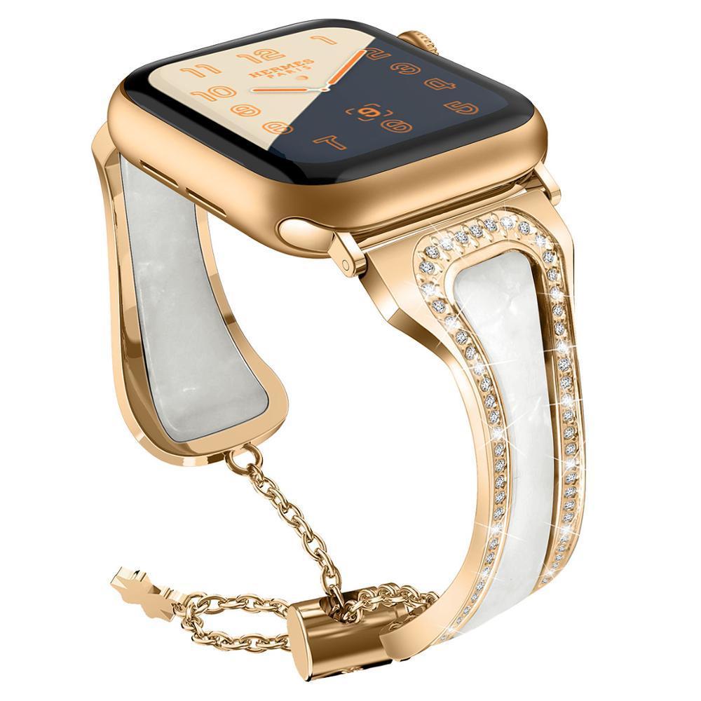 Stainless steel Band for Apple Watch 5 4 band 40mm 44mm iWatch band 38mm 42mm Diamond Resin bracelet strap for Apple watch 3 2 1